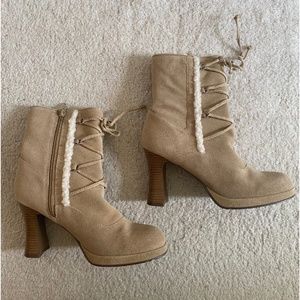 M.P.S. Tan Lace Up Boot - Size 8.5 - Heel 4"